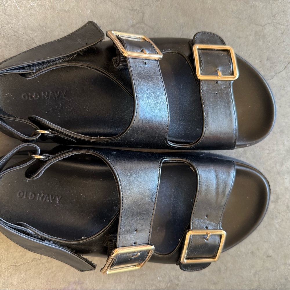 Old Navy Black Sandals with Gold Accents